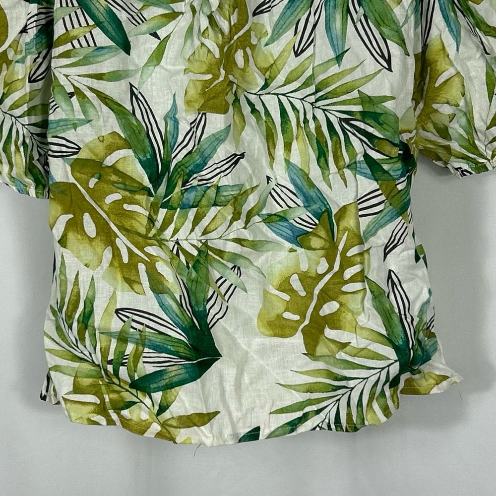 Sigrid Olsen Linen blend Tropical Leaf Print Blouse NWT S - Picture 12 of 12